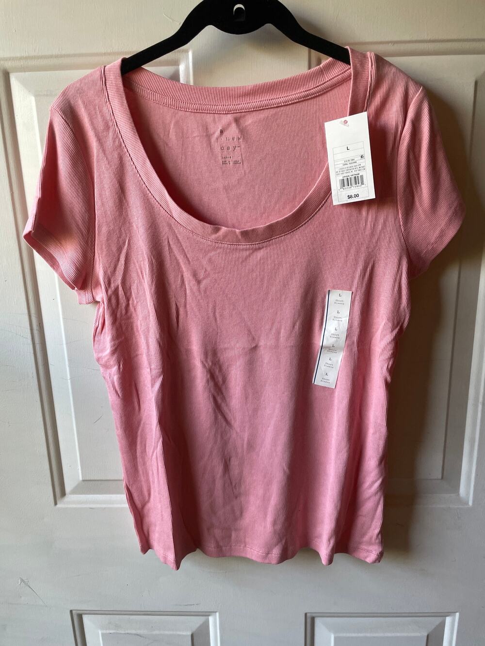 Womens a. new day  Ribbed T-shirt Size Large Color Coral Blended Materials